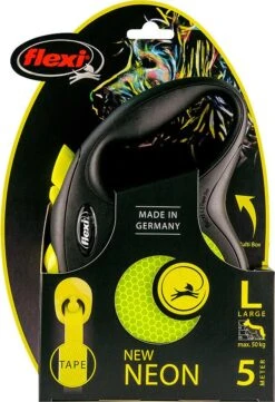 Flexi New Neon L Met Band Geel 5 Mtr -Goedkope Dierenwereld XL winkel 0209384