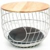 51 Degrees North Wire Cat Table With Cushion White