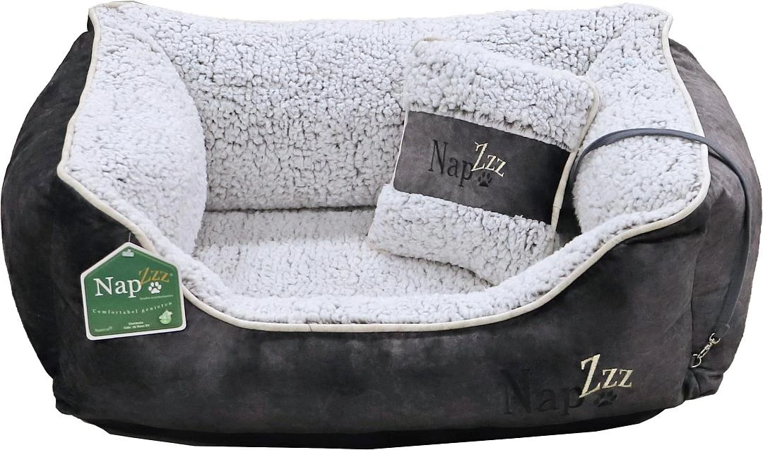 NapZZZ Hondenmand Divan Met Kussen Grijs/Wit 3 NapZZZ Hondenmand Divan Met Kussen Grijs/Wit - Afbeelding 3