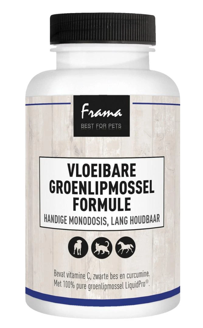 Frama Best For Pets Vloeibare Groenlip-mossel Formule 30 Caps 1 Frama Best For Pets Vloeibare Groenlip-mossel Formule 30 Caps
